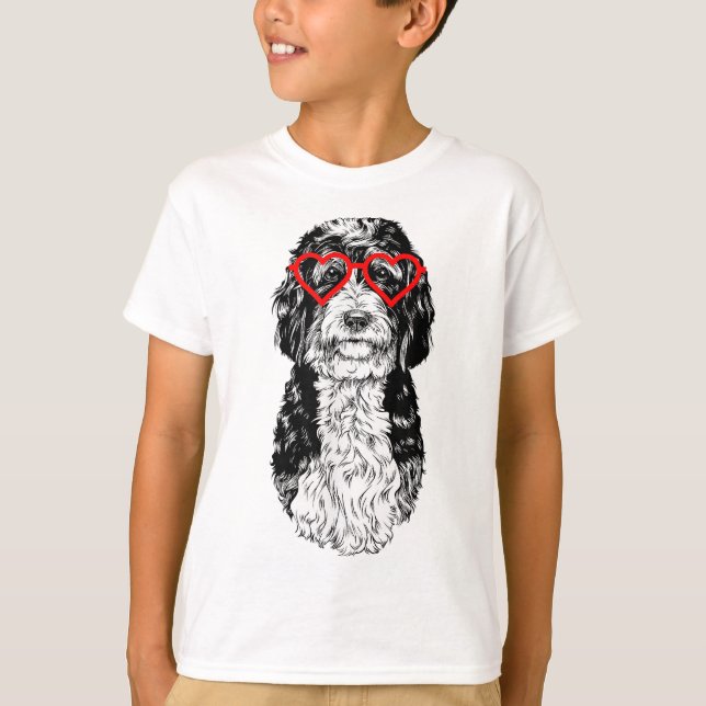 Bernedoodle Valentines day Doodle Hund mamma Hund  T Shirt (Framsida)