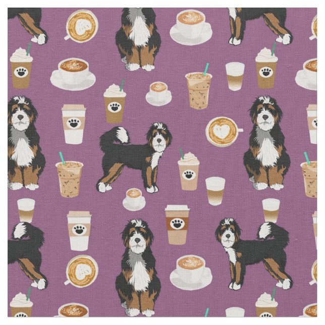 Bernedoodles hund kaffe lila tyg (Närbild)