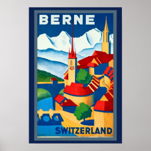 Bernen Schweiz Travel Poster Vacker!