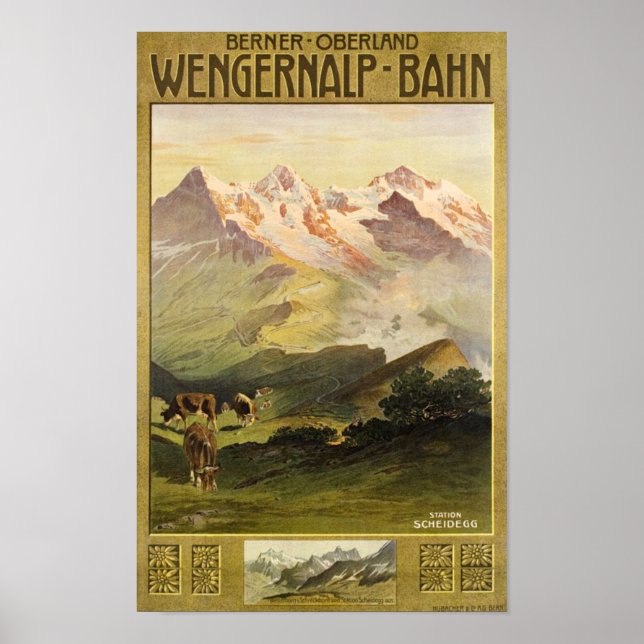 Berner Bernese Oberland Schweiz Vintage resor Poster (Framsidan)