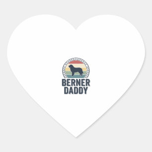 Berner Daddy Vintage Dog Dad Vector T-Shirt Design Hjärtformat Klistermärke