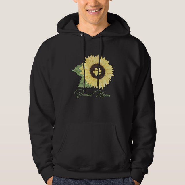 Berner Mom Bernese Mountain Mama Dog  Sunflower Hoodie (Framsida)
