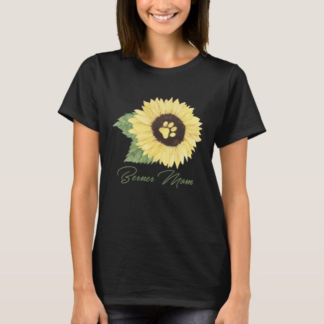 Berner Mom Bernese Mountain Mama Dog  Sunflower T Shirt (Framsida)
