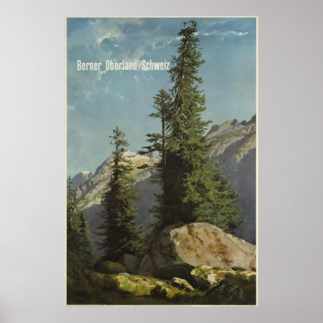 Berner Oberland, Schweiz, Travel Ski Poster (Framsidan)