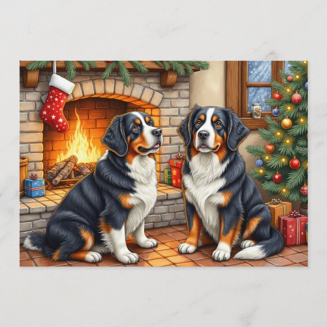 Berner Sennen Christmas Card Julkort (Framsida)