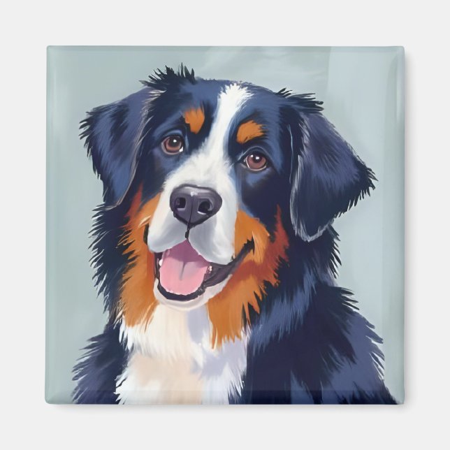 Berner Sennenhund | Akvarellmålning Magnet (Framsidan)