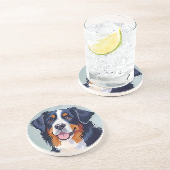 Berner Sennenhund | Akvarellmålning Underlägg (Sidan)
