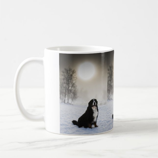Berner Sennenhund i snö Kaffemugg (Vänster)