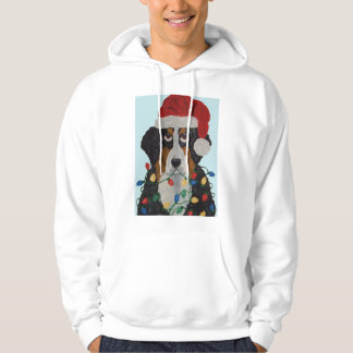 Berner Sennenhund intrasslad i julgransbelysning Hoodie