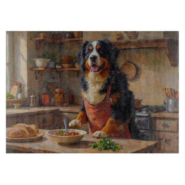 Berner Sennenhund lagar mat i köket (Framsidan)