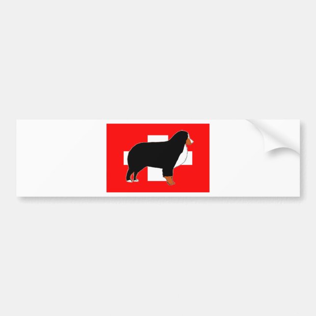 berner sennenhund siluett på flagga rost bildekal (Framsidan)