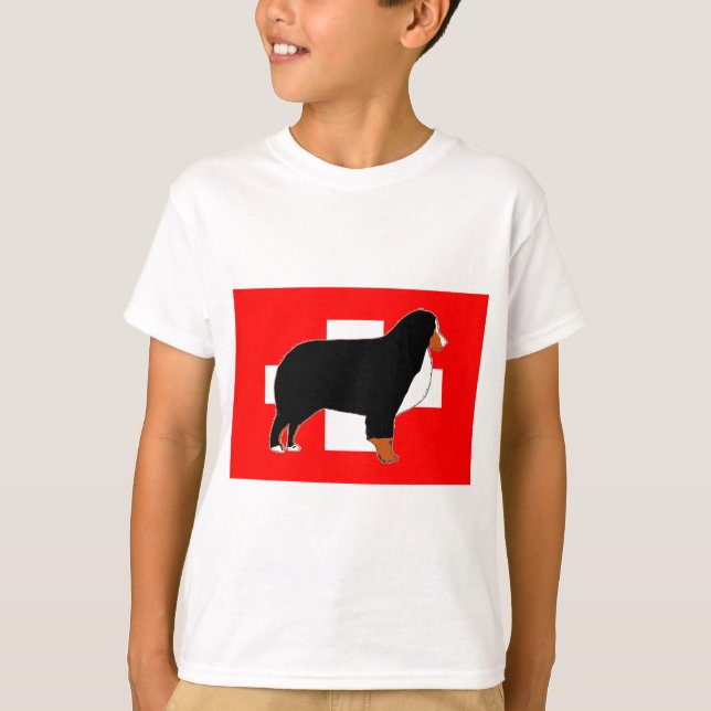 berner sennenhund siluett på flagga rost tee (Framsida)