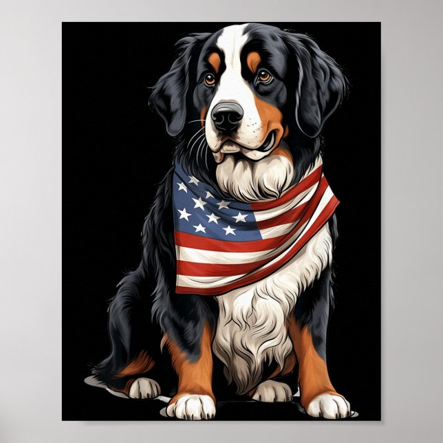 Berner Us Flag Bernese Mountain Dog Owner Mom Dad  Poster (Framsidan)