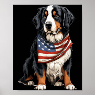 Berner Usa Flagga Berner Sennenhund Ägare Mamma Pa Poster