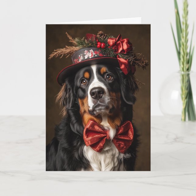 Bernersennen Jul Viktoriansk Hund Helgkort (Framsida)