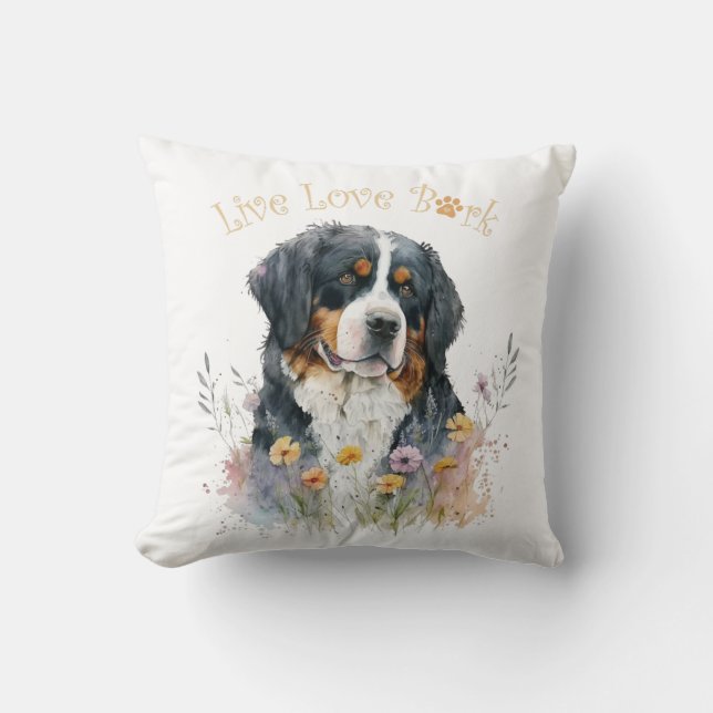 Bernersennenhund Mamma Blommig Kudde (Framsida)