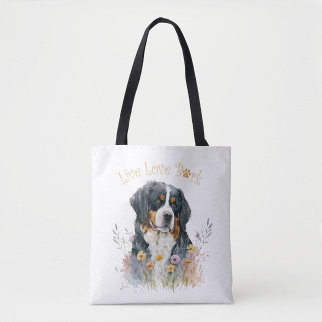 Bernersennenhund Mamma Blommig Tygkasse (Framsida)
