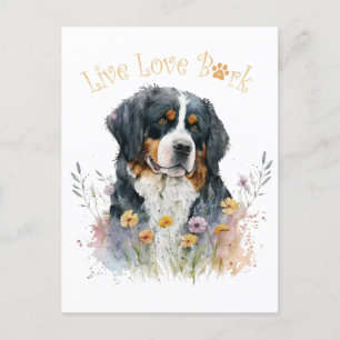 Bernersennenhund Mamma Blommig Vykort