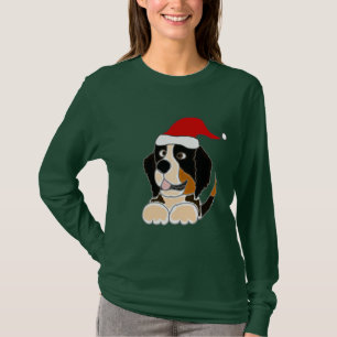 Bernese berghund i konst för Santa hattjul Tee