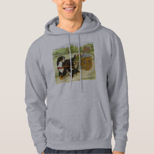 Bernese berghund och valp med vagnen sweatshirt med luva