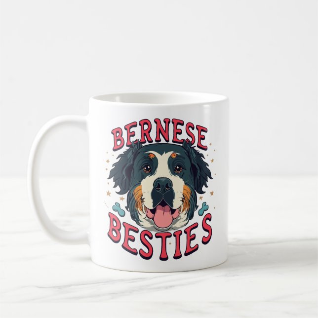 Bernese Besties - Vänskap med Bernese Mountain Kaffemugg (Vänster)
