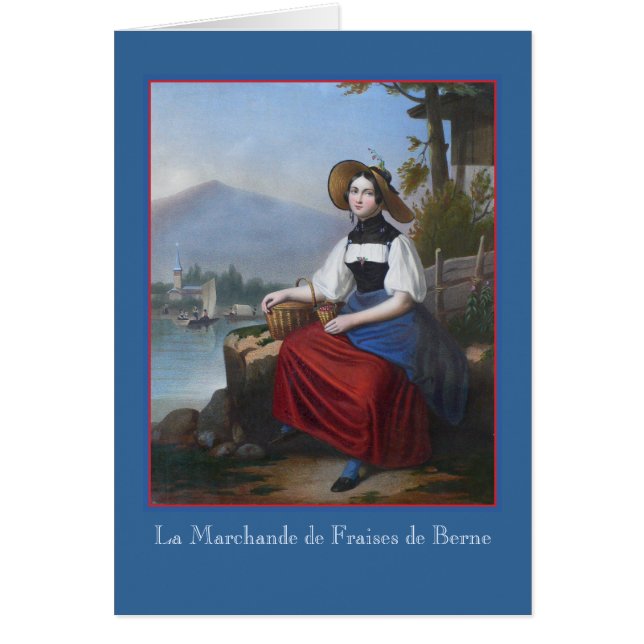 Bernese bondaktig flicka - traditionella hälsningskort (Framsidan)