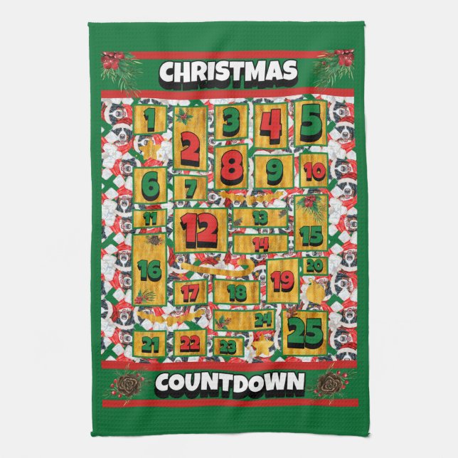 Bernese Countdown Jul Adventskalender Hund  Kökshandduk (Vertikal)