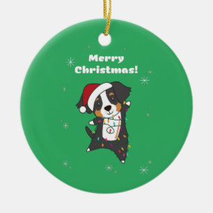 Bernese God jul Lycklig jul Hundar Ceram Julgransprydnad Keramik