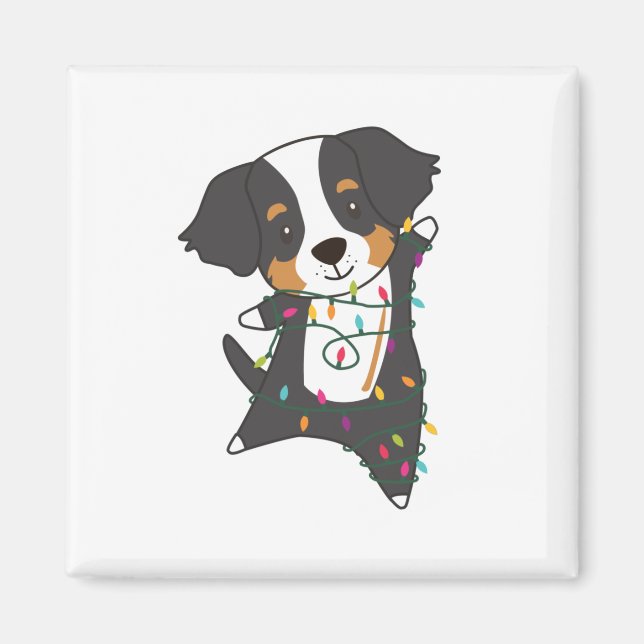 Bernese God jul Lycklig jul Hundar Magnet (Framsidan)