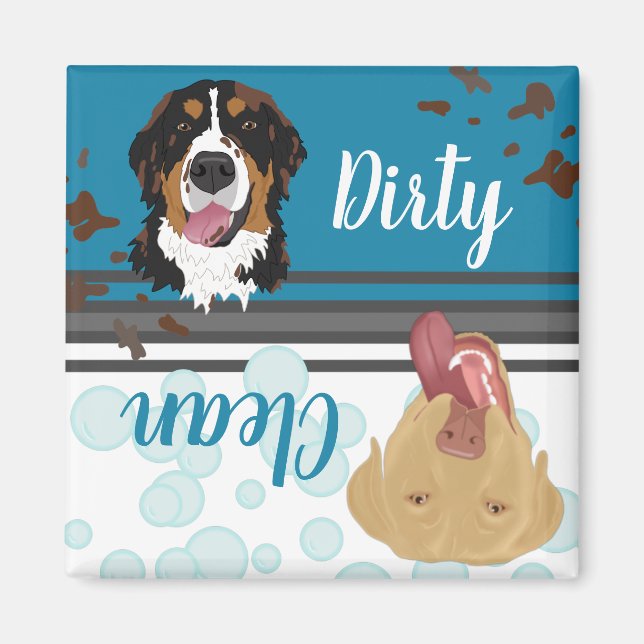 Bernese / Lab- Dirty/Clean Hund Dishwasher Magnet (Framsidan)