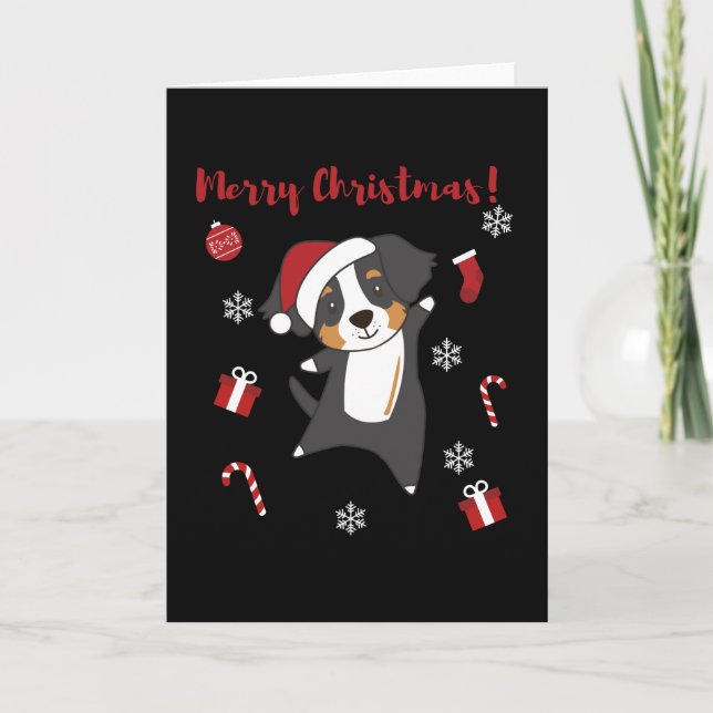 Bernese Merry Christmas Happy Christmas Dogs Kort (Framsida)