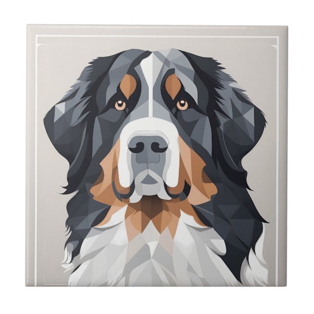Bernese Mounese hund på grått-bakgrund Kakelplatta (Framsidan)