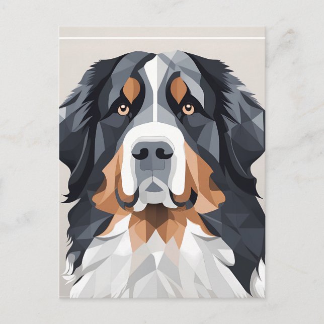 Bernese Mounese hund på grått-bakgrund Vykort (Framsida)