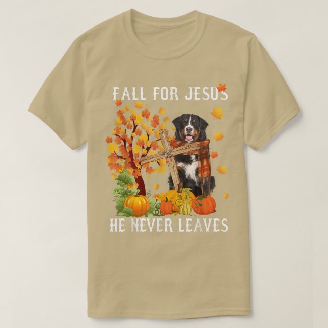 Bernese Mountain Autumn Fall for Jesus Han Le aldr T Shirt (Design framsida)