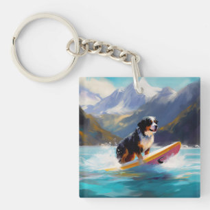 Bernese Mountain Beach Surfing Painting