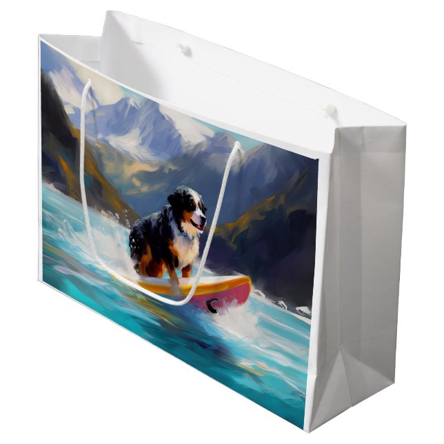 Bernese Mountain Beach Surfing Painting (Framsidan Vinklad)