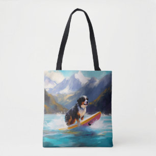 Bernese Mountain Beach Surfing Painting Tygkasse