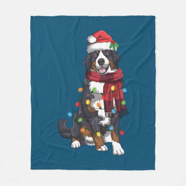Bernese Mountain Christmas Light Funny Dog Lover Fleecefilt (Framsidan)