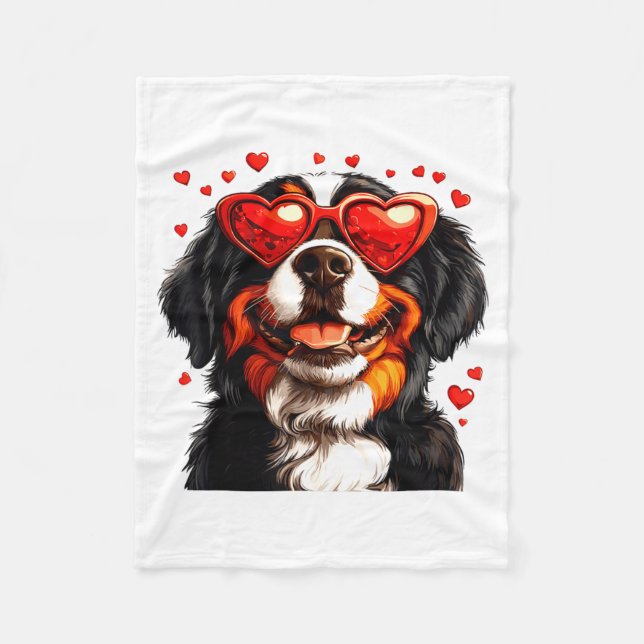 Bernese Mountain Cute Berner Dog Lover Valentines  Fleecefilt (Framsidan)