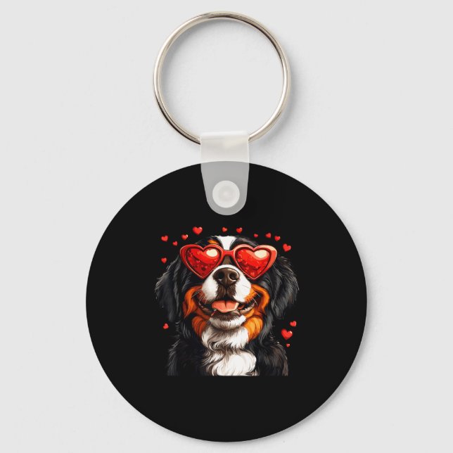 Bernese Mountain Cute Berner Dog Lover Valentines  Nyckelring (Framsida)