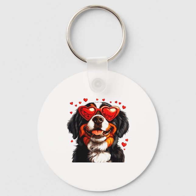 Bernese Mountain Cute Berner Dog Lover Valentines  Nyckelring (Framsida)