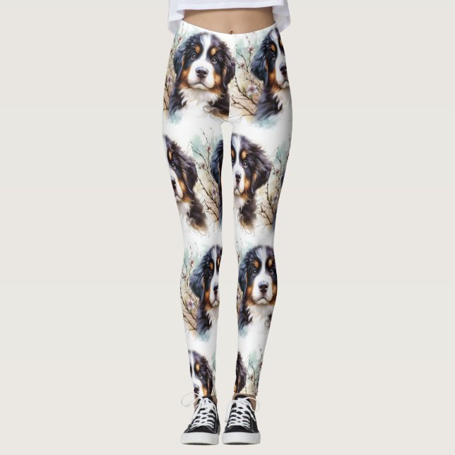Bernese Mountain Dog AI Valp  Leggings (Framsida)