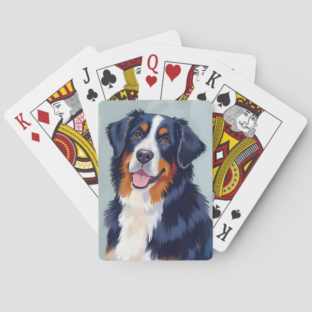 Bernese Mountain Dog | Akvarell Husdjur Casinokort (Baksidan)