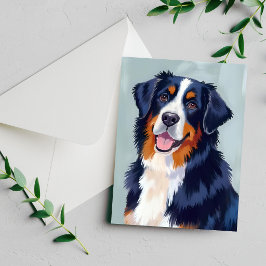 Bernese Mountain Dog | Akvarell Husdjur Kort