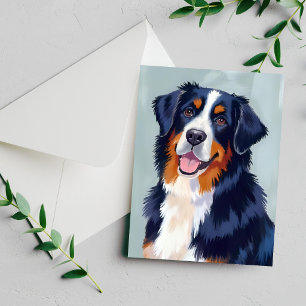 Bernese Mountain Dog Akvarell Husdjur Kort
