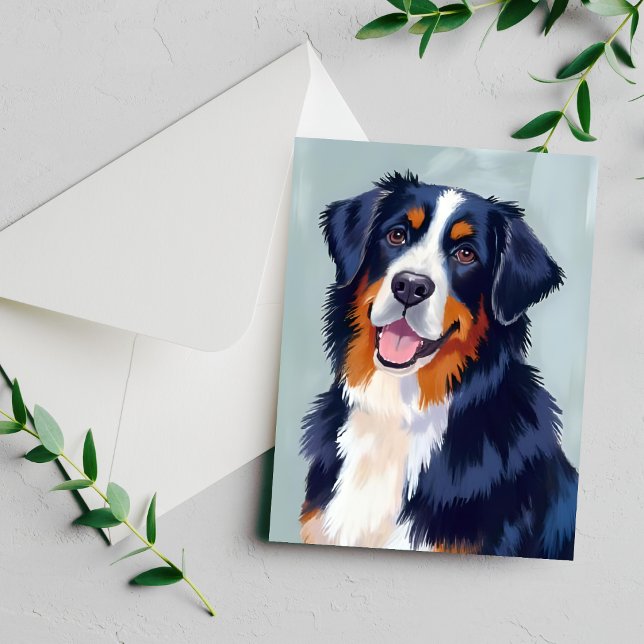 Bernese Mountain Dog | Akvarell Husdjur Kort (Skapare uppladdad)