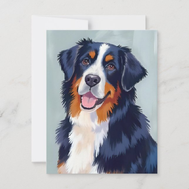 Bernese Mountain Dog | Akvarell Husdjur Tack Kort (Framsida)