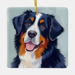 Bernese Mountain Dog | Akvarellmålning Julgransprydnad Keramik