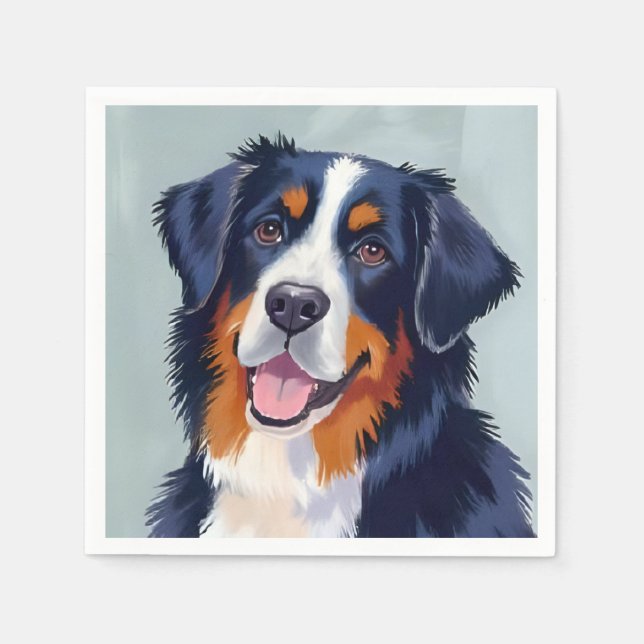 Bernese Mountain Dog | Akvarellmålning Pappersservett (Framsidan)
