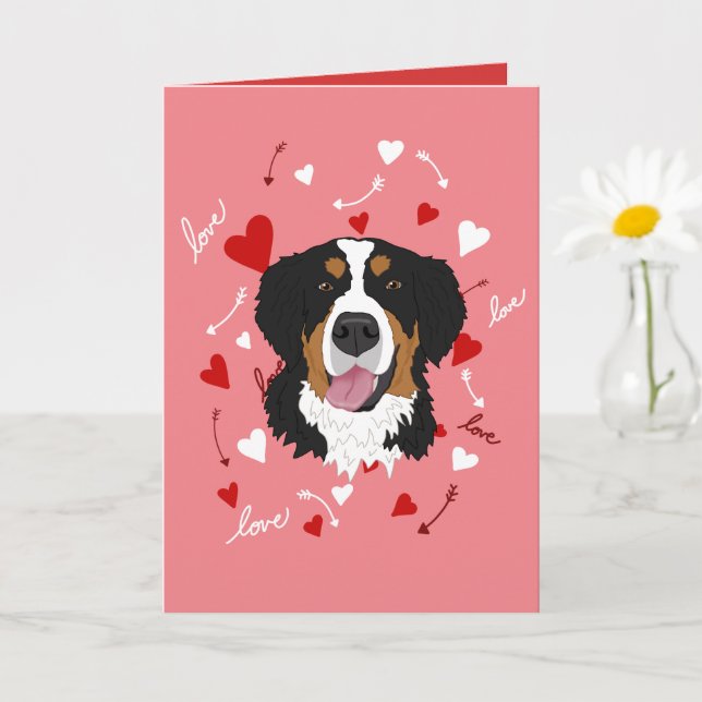 Bernese Mountain Dog Alla hjärtans dag Kort (Liten växt)